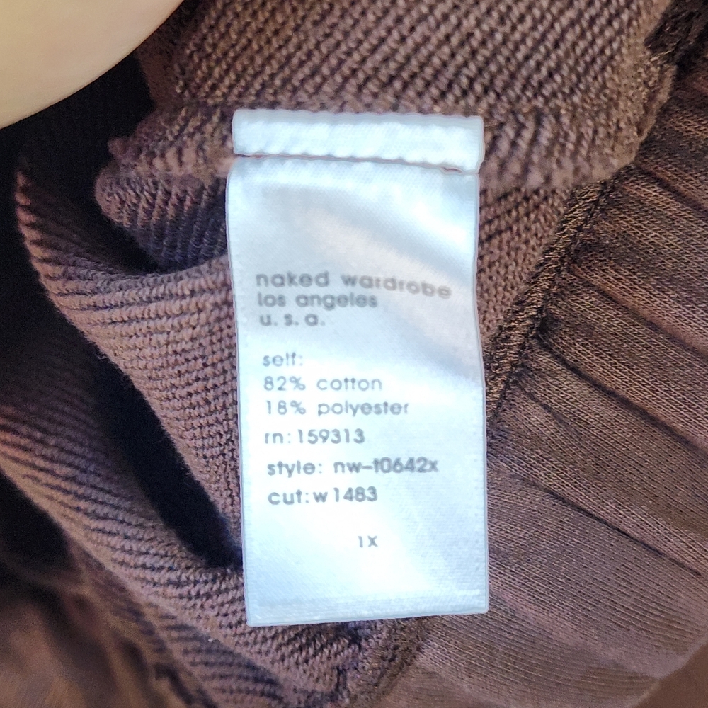 Naked Wardrobe French Terry Cropped Hoodie Chocolate Size 1X - Picture 3 of 10